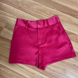 Alice + Olivia Hot Pink Satin High Waist Cady Shorts